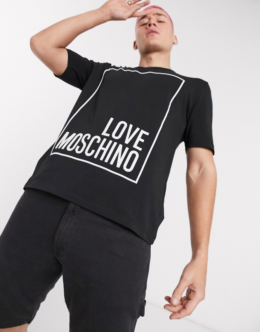 Love Moschino - T-shirt met logo in zwart-Blauw