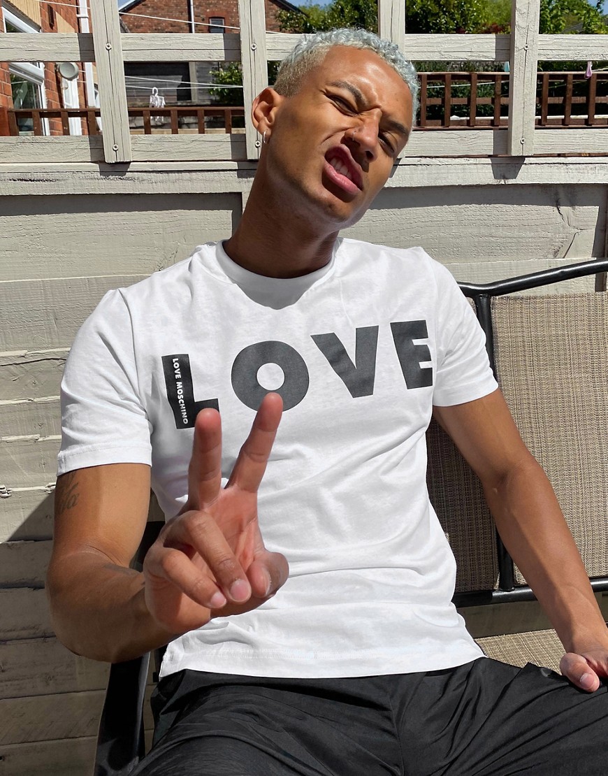 Love Moschino - T-shirt met print-Wit