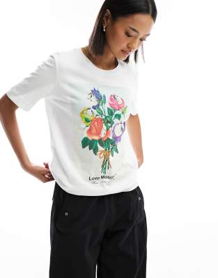 Love Moschino - T-Shirt mit Rosenprint-Schwarz