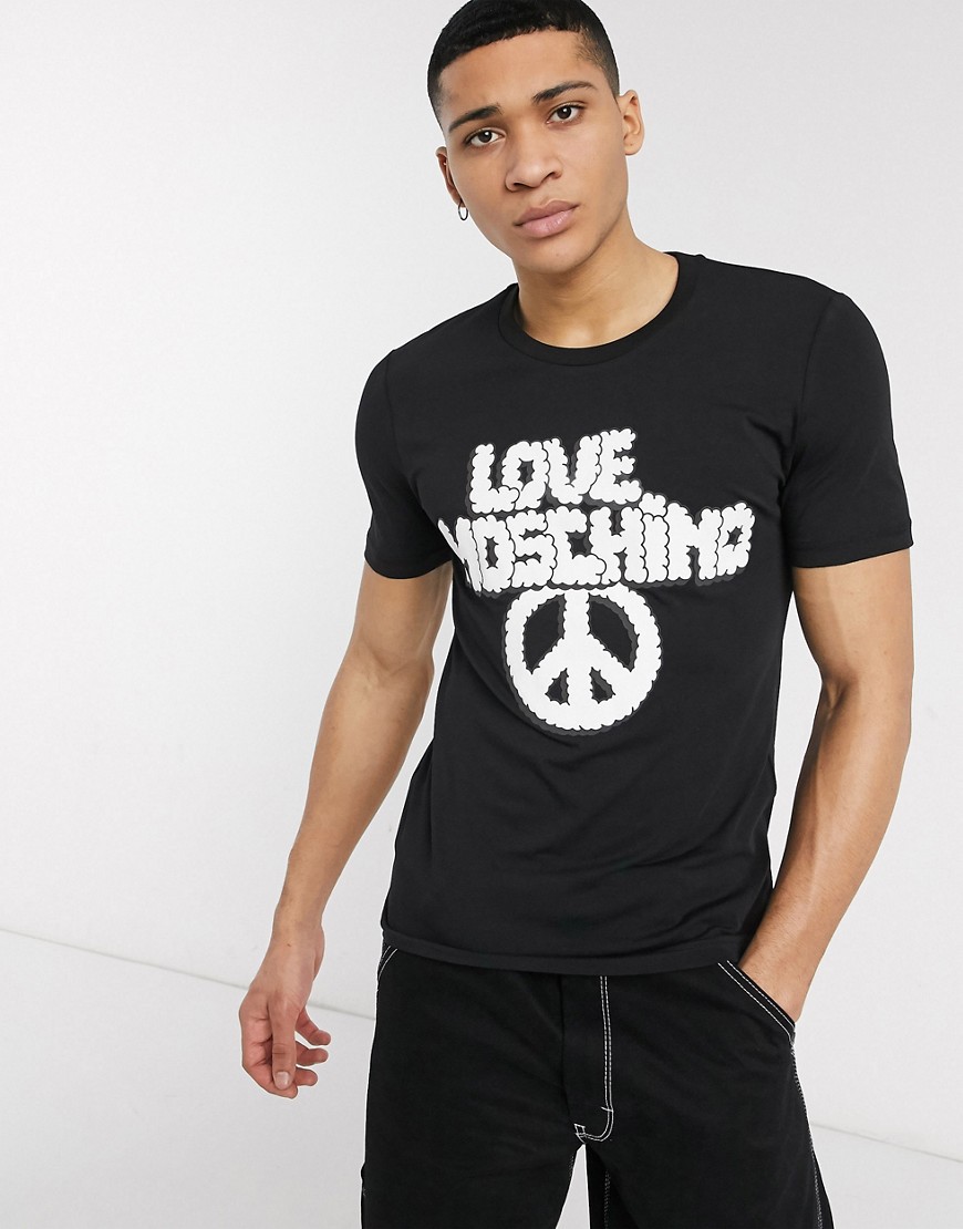 Love Moschino - T-shirt nera con logo-Nero