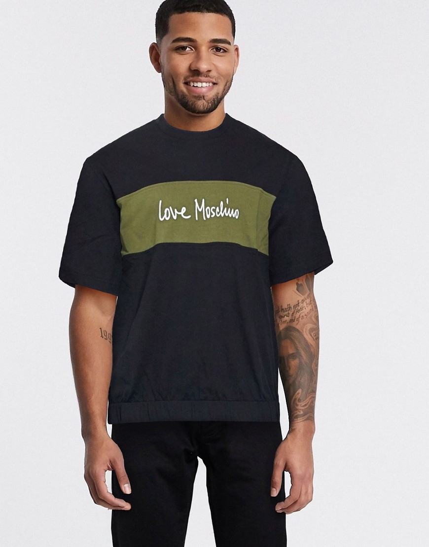 Love Moschino - T-shirt ricamata-Nero