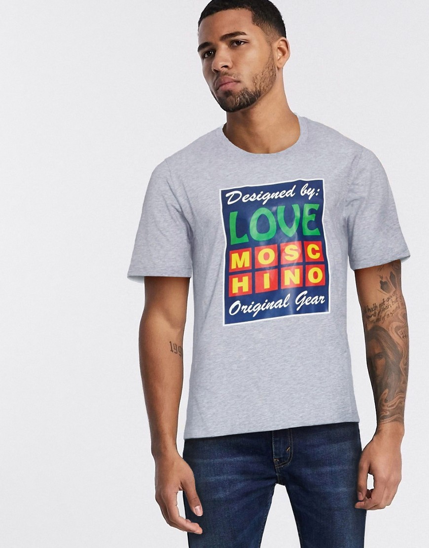 Love Moschino - T-shirt stampata nera-Grigio