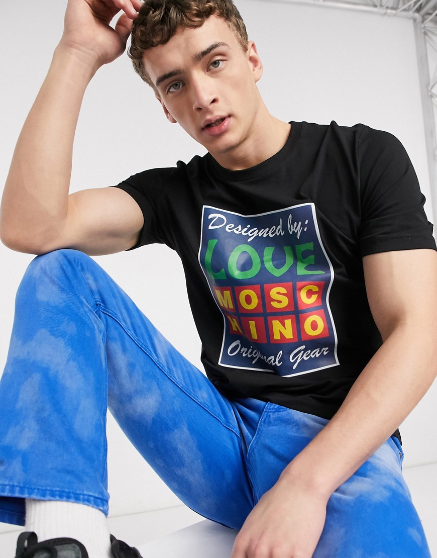 Love Moschino - T-shirt stampata nera-Nero