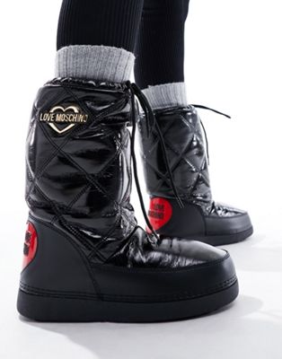 Love Moschino tall padded boots in black - ASOS Price Checker