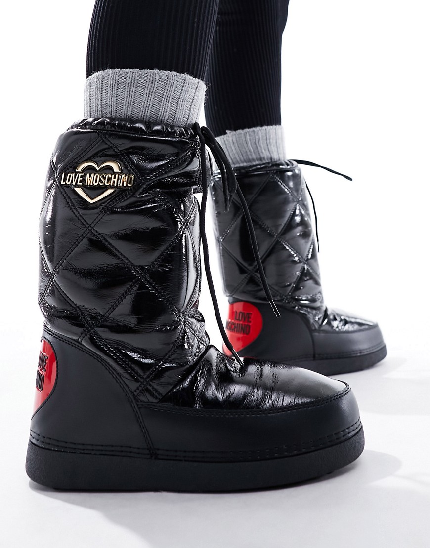Love Moschino tall padded boots in black