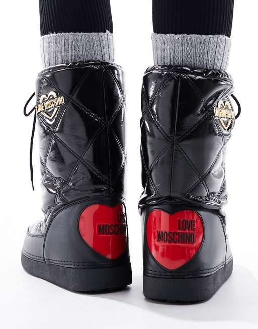 Love Moschino tall padded boots in black