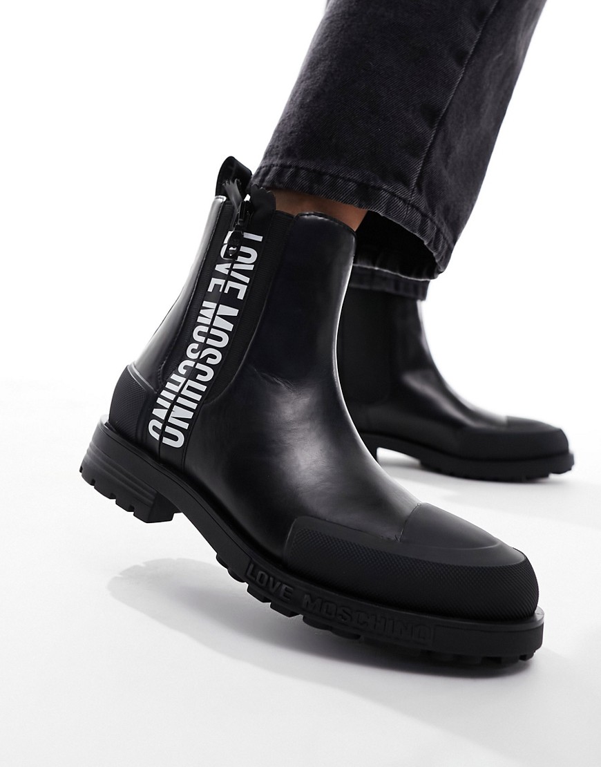 Love Moschino taped ankle boots in black