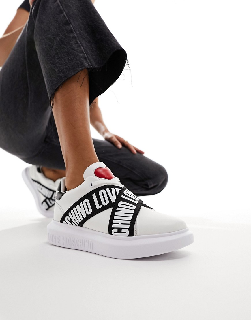 Love Moschino taped logo trainers in white