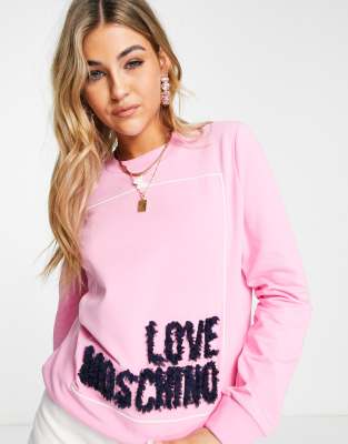 Love Moschino textured box logo sweatshirt in pink