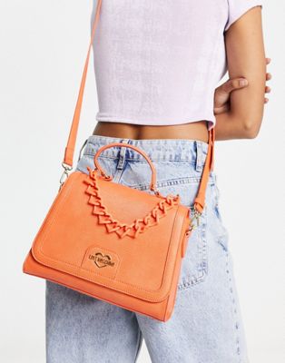 Love Moschino top handle chain detail crossbody bag in orange