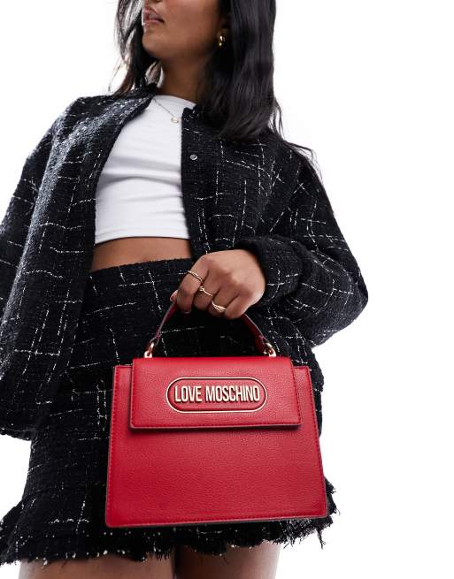 Love Moschino top handle crossbody bag in burgundy, 4 of 4