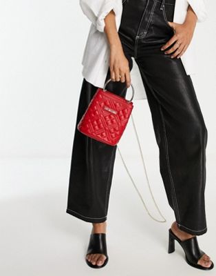Love Moschino top handle quilted grab bag in red