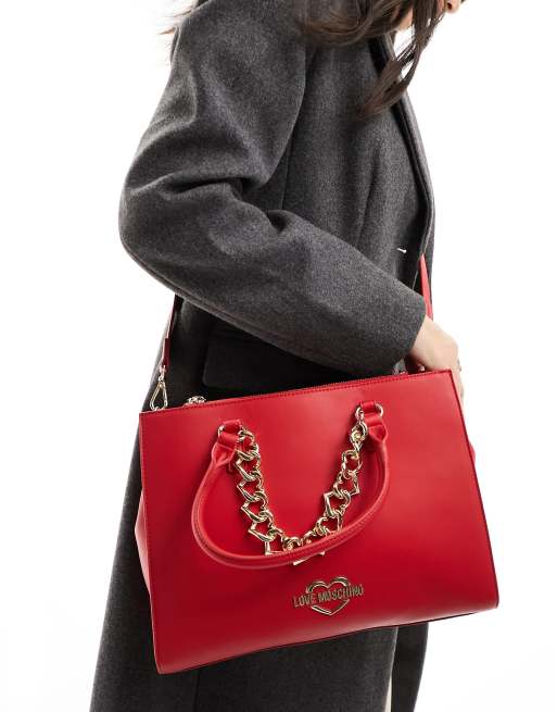 Love Moschino top handle shoulder bag in red