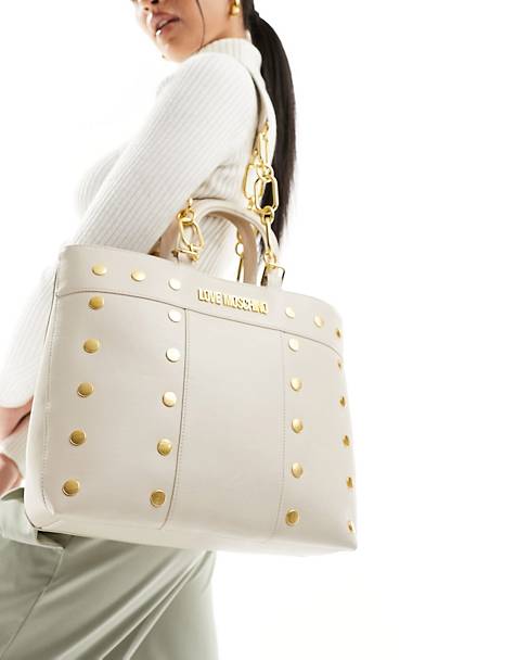 Love Moschino top handle tote in off white
