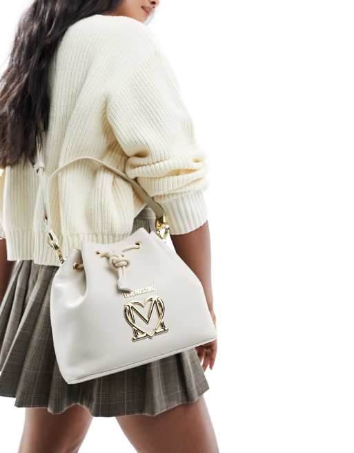 Love Moschino – Torebka na ramię w kolorze złamanej bieli