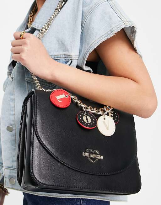 Love Moschino - Tote bag avec détail chaîne - Noir