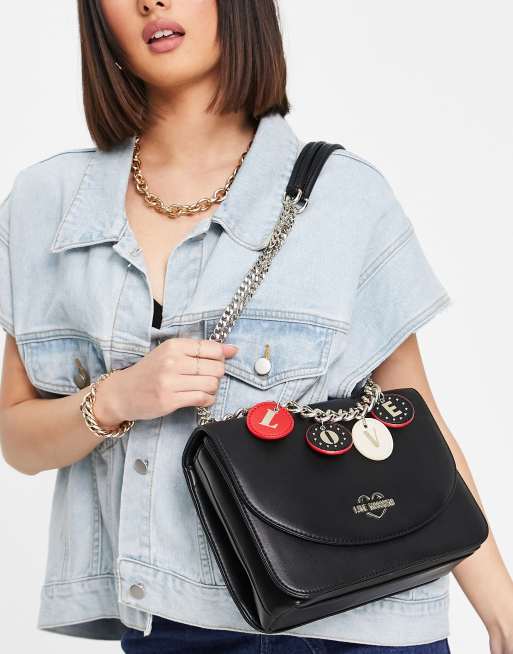 Love Moschino - Tote bag avec détail chaîne - Noir, 4 de 4