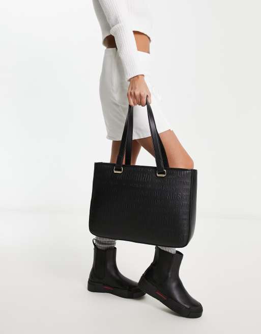 Love Moschino - Tote bag avec logo en relief - Noir, 3 de 4
