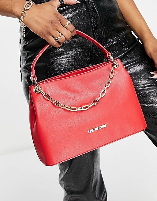 Love Moschino tote bag with chain in red
