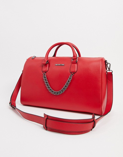 Love Moschino tote bag with chunky chain in red