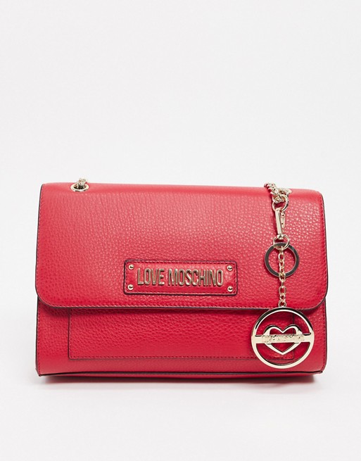 Love Moschino tote bag with key chain in red