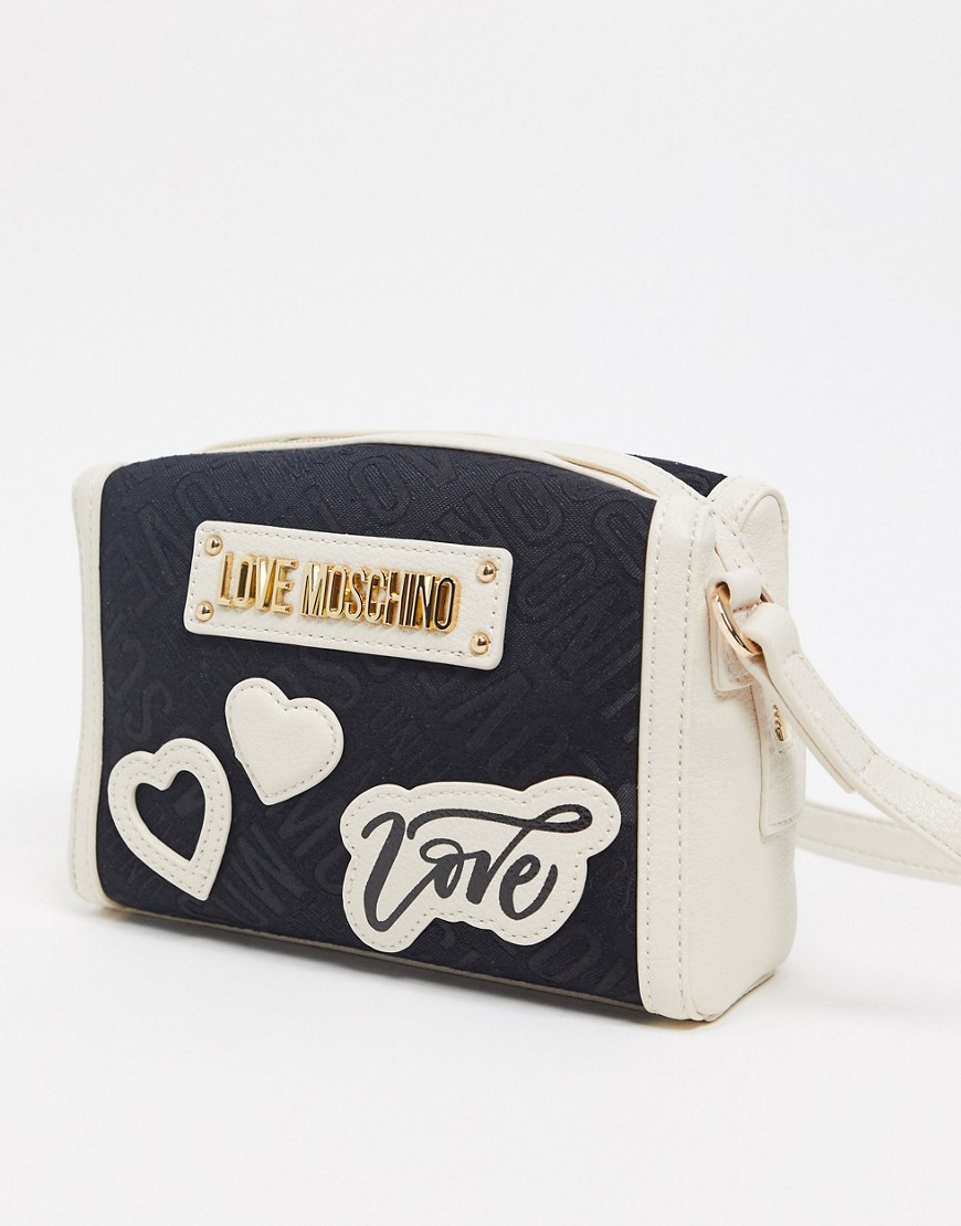 Love Moschino tote bag with patches in ivory-Cream