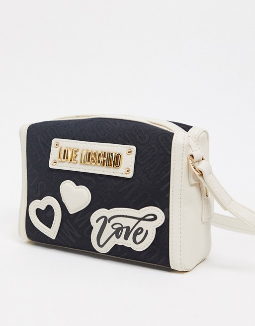 Love Moschino tote bag with patches in ivory