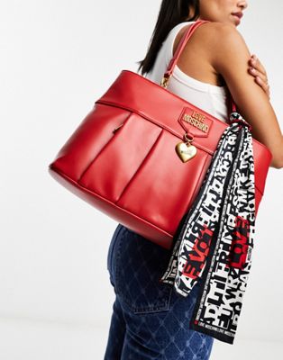 Love Moschino tote bag with scarf charm in red