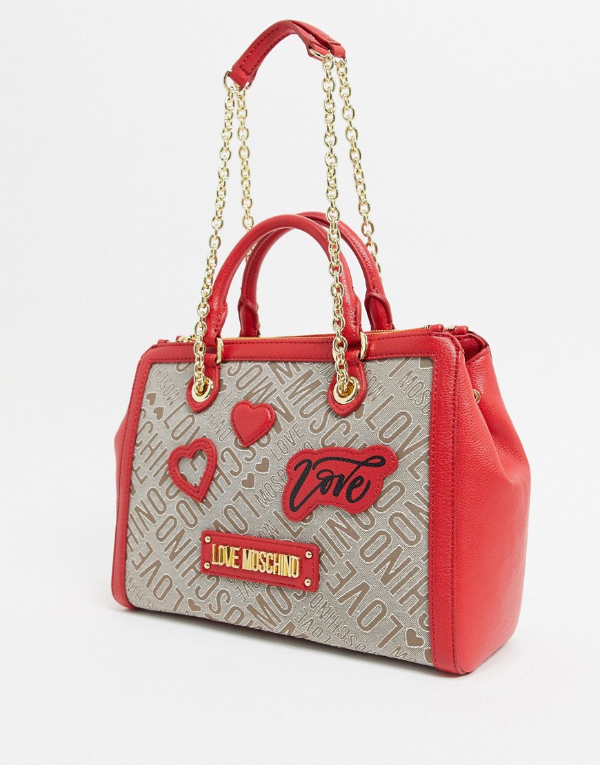 Love Moschino - Tote met patches in rood