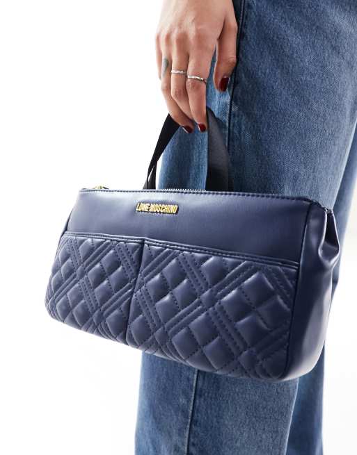 Love Moschino - Tote tas met handvat aan de bovenkant in marineblauw