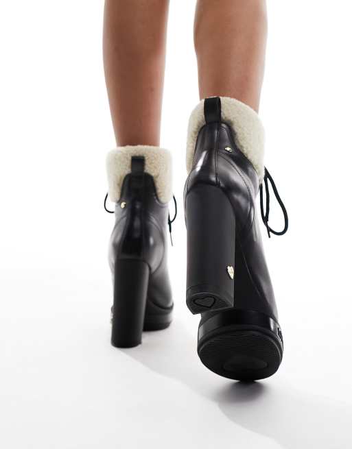 Love Moschino trek heeled ankle boots in black, 3 of 4