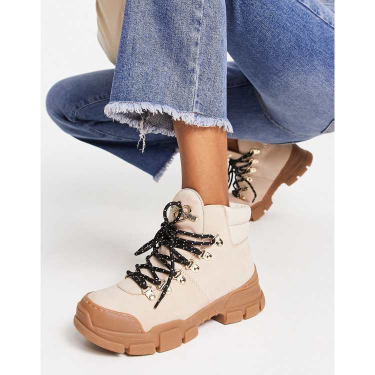 beige ankle boots lace up