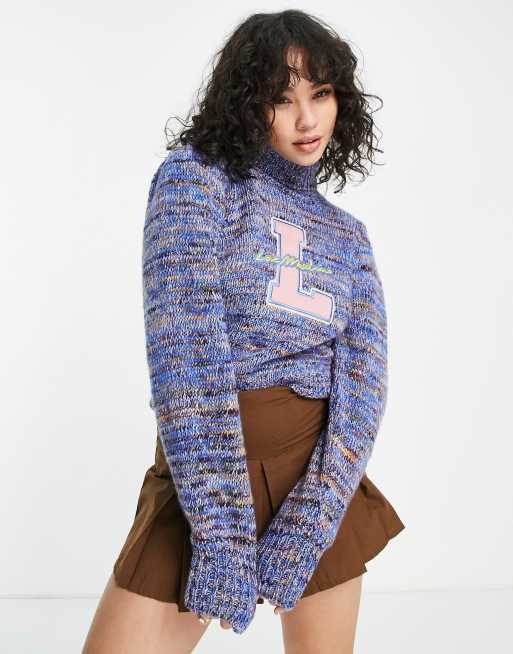 Love Moschino - Trui met L-logo in spaceknit blauw