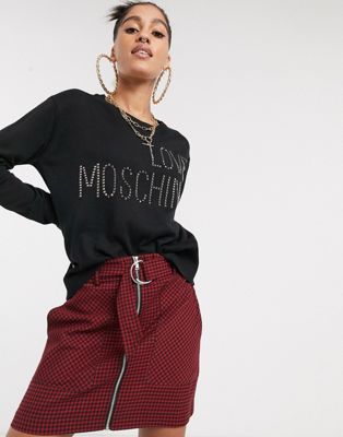 Love Moschino - Trui van wolmix met logo-Zwart