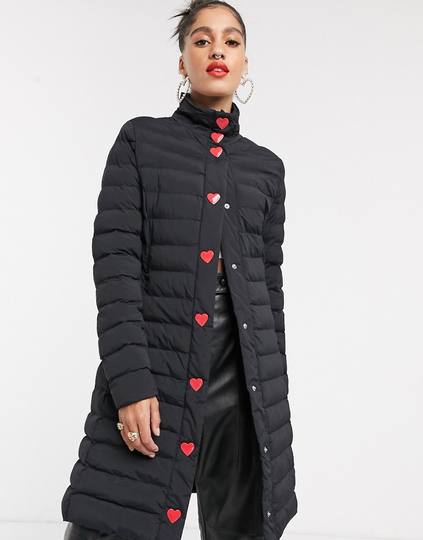 Love Moschino tube quilted longline coat-Black