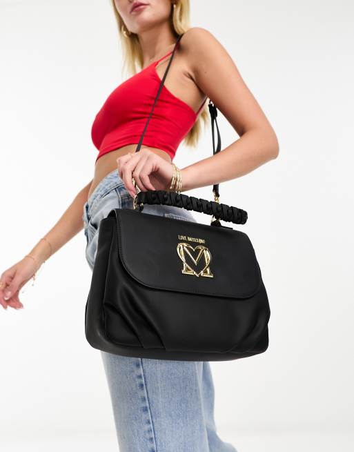 Love Moschino twist handle mini cross body bag in black ASOS