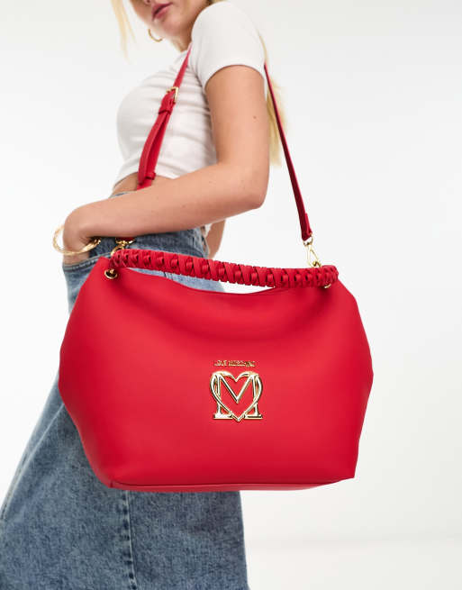 Love Moschino twist handle slouchy tote bag in red