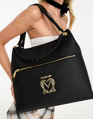 Love Moschino twist handle structured tote bag in black