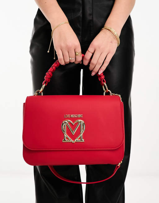 Love Moschino – Umhängetasche in Rot mit verdrehtem Henkel, 3 von 4