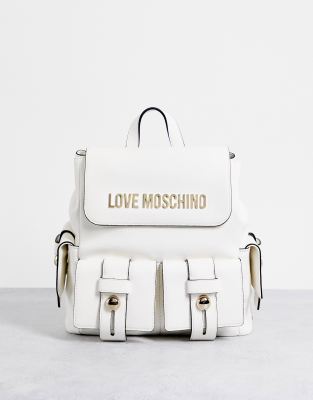 Love Moschino utility backpack in white