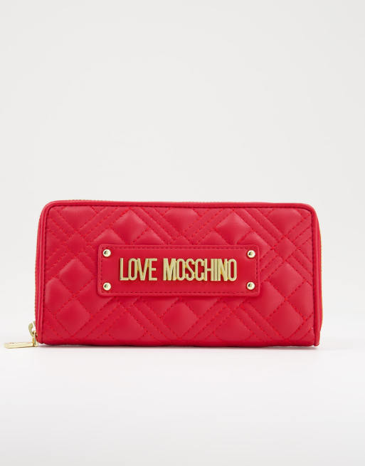Love Moschino - Vatteret pung med omkringgående lynlås i rød
