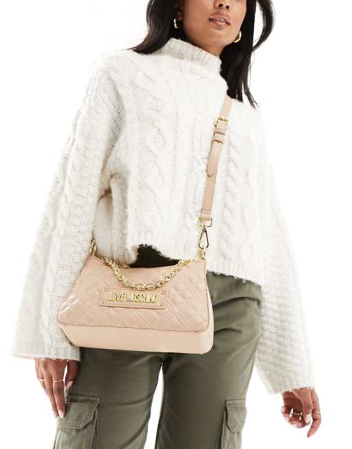 Love Moschino - Vatteret skuldertaske i lysebrun