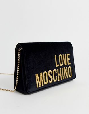Love Moschino velvet logo cross body 