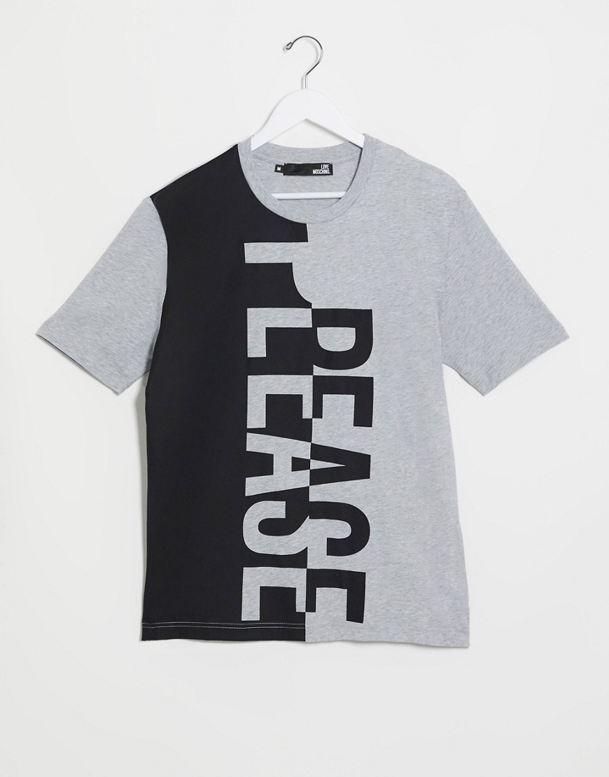 Love Moschino - Vertikal logo t-shirt-Grå