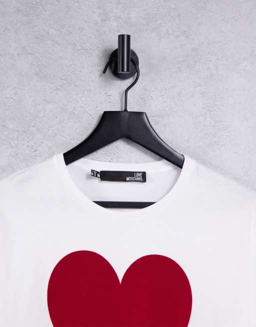 Love Moschino – Vit t-shirt med stor hjärtlogga, 3 av 4