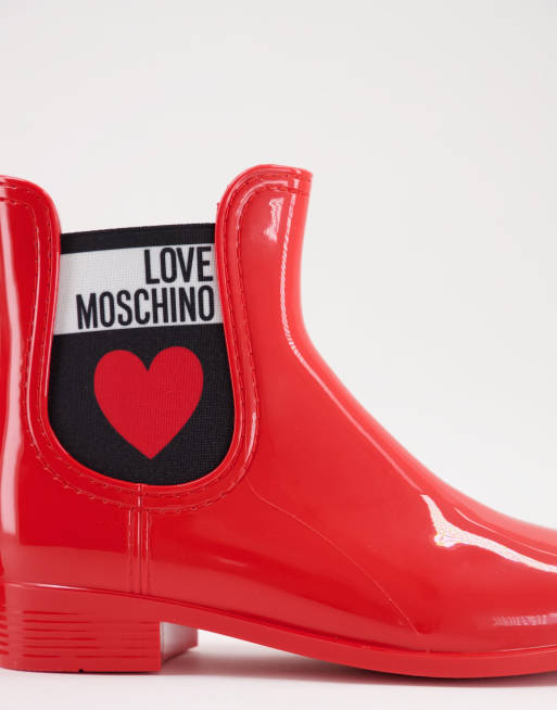 Love Moschino welly ankle boots in red