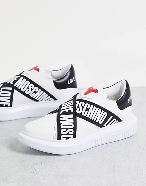 Shoes Trainers/Love Moschino wrap logo trainer in white 