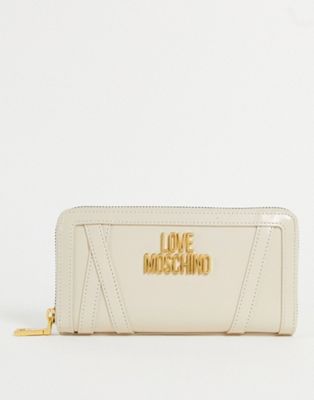 Love Moschino zip around large logo purse in ivory