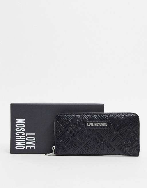 Love Moschino zip around quilted purse in black