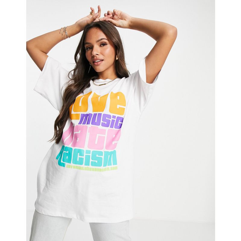 Top T-shirt e Canotte Love Music Hate Racism X - T-shirt unisex bianca